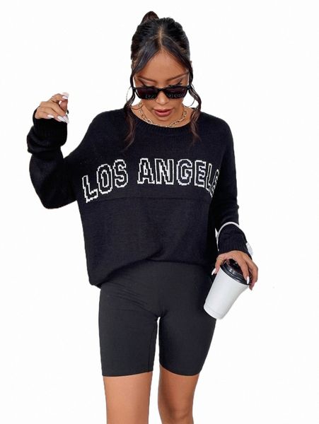 

women's sweaters letter pattern batwing sleeve sweater 67yd#, White;black