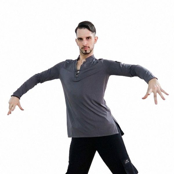 

stage wear latin dance clothes men's autumn and winter shirt long-sleeved v-neck practice wear vdb1115 stage x9qo#, Black;red