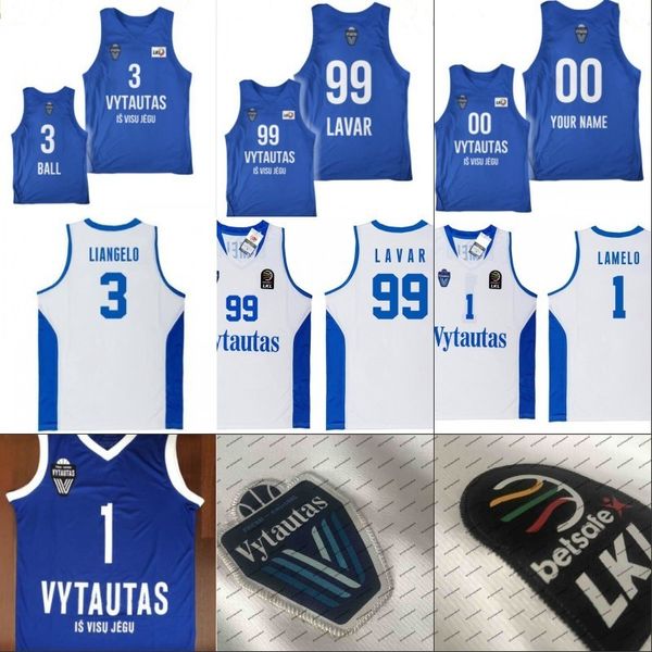 

men ncaa lithuania prienu vytautas basketball shirt 1 lamelo ball 3 liangelo ball uniform 99 lavar ball 100% stitched basketball jerseys, Black