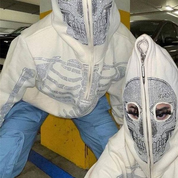 

women's hoodies sweatshirts y2k emo women hoodie skull zip up streetwear grunge oversized sweatshirt gothic harajuku alt jackets clothe, Black