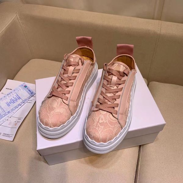 

luxury designer women shoes laurens lace leather sneakers rubber thick bottom canvas shoes pink black white jogging fitness sneaker outdoor