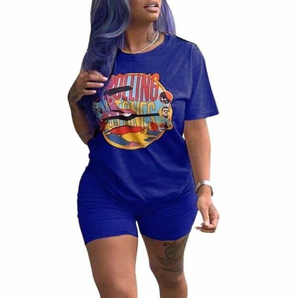 

women's tracksuits women's tracksuits 2022 casual women short sleeve print t-shirts high waist shorts ladies tracksuit summer loo, Gray