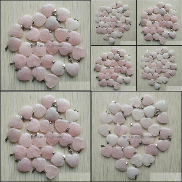 

charms 20mm rose quartz heart natural stone charms pendants for necklace jewelry making drop delivery 2021 findings components dhselle dhszt, Bronze;silver