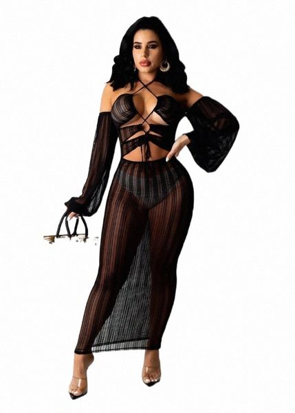 

casual dresses casual dresses women dress summer fashion women's backless mesh perspective strapless lace-up vestido feminino donsignet, Black;gray