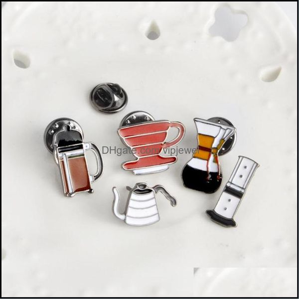 

pins brooches hand punch pot aeropress brand filter bowl coffee enamel pins shirt bag hat decoration jewelry lovers gift dhseller2010 dhkyf, Gray