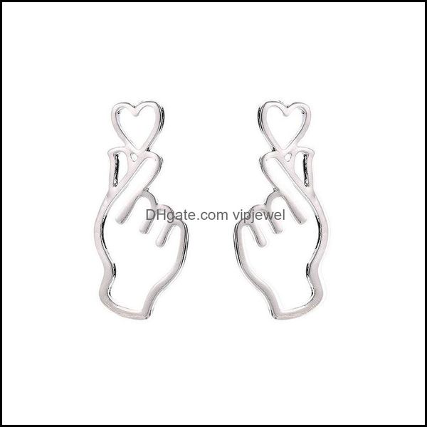 

stud gesture earrings gold/sier plated alloy earring ear cuff piercing heart drop delivery 2021 jewelry vipjewel dhe0c, Golden;silver