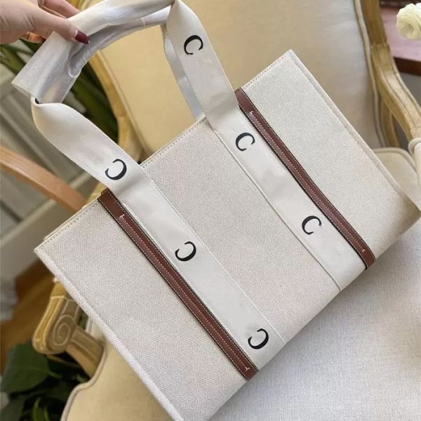 

2022 women tote shopping handbags woody bag handbag canvas fashion linen large beach bags luxury designer travel crossbody shoulder wallet p
