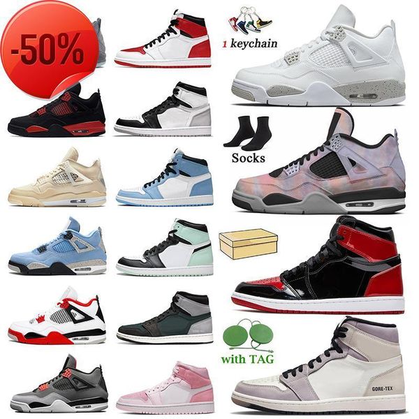 

boots 2022 women mens jumpman 4 basketball shoes 4s red thunder white oreo high og 1 1s element gore -tex patent bred trainers zen master in, Black