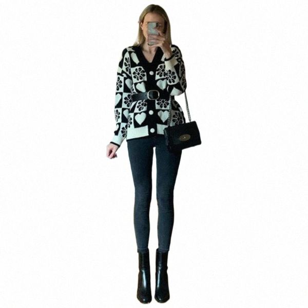 

women's knits & tees women's knits & tees xikom 2022 women black grid jacquard knitting cardigan sweater female vintage loose long, White