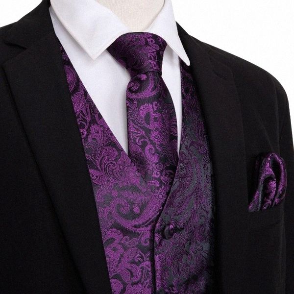 

men's vests men's vests purple men waistcoat vest party wedding handkerchief tie classic paisley floral jacquard pocket square sui, Black;white