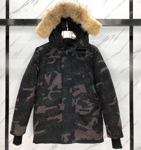 

Down jacket Parkas mens Outerwear high-end hooded wolf fur windproof waterproof padded Thicken coat Removable cap Coats Outdoor jackets warm and durable Long style, Black