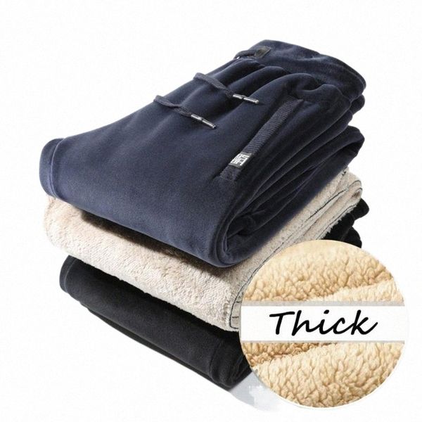 

men's pants men's pants men autumn winter fleece lined thicken joggers drawstring sweatpants warm thick plus size 2022 69l7#, Black