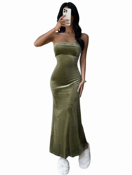 

casual dresses velvet tube mermaid dress 2022 new o3va#, Black;gray