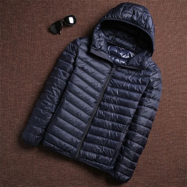 

men's down parkas winter fashion brand ultra light duck down jacket mens korean streetwear feather coats stand collar warm men clothes, Black