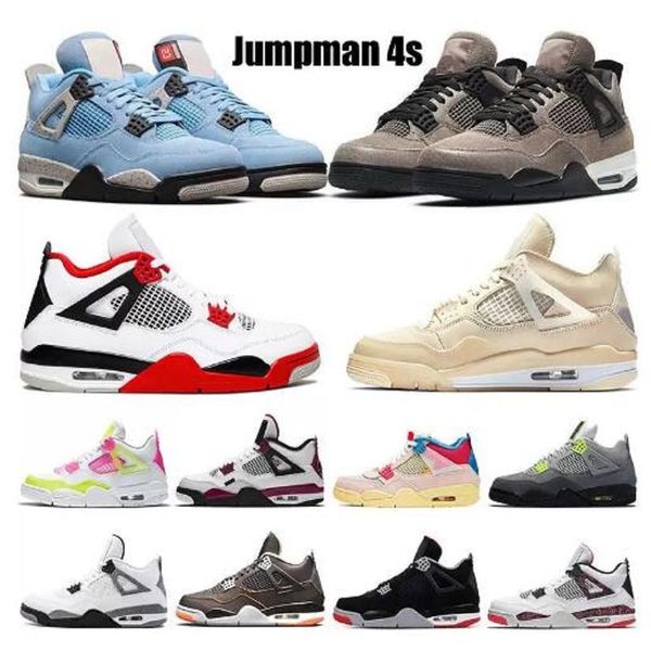 

2022 mens women basketball shoes 4s jumpman 4 red thunder wild things university blue black cat fire motorsports sail metallic purple men tr