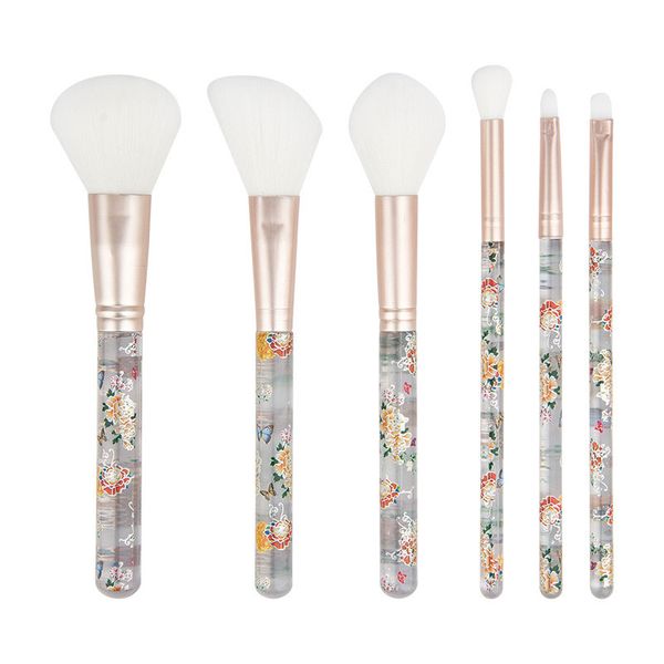 

fashion beginner makeup brush kit 6 pcs peony printed beauty cosmetic brushes tools set