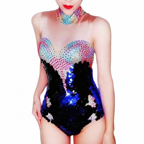 

stage wear shining colorful sequin diamonds jumpsuits backless sleeveless bodysuits nightclub bar prom celebrity party costumes stage wear w, Black;red