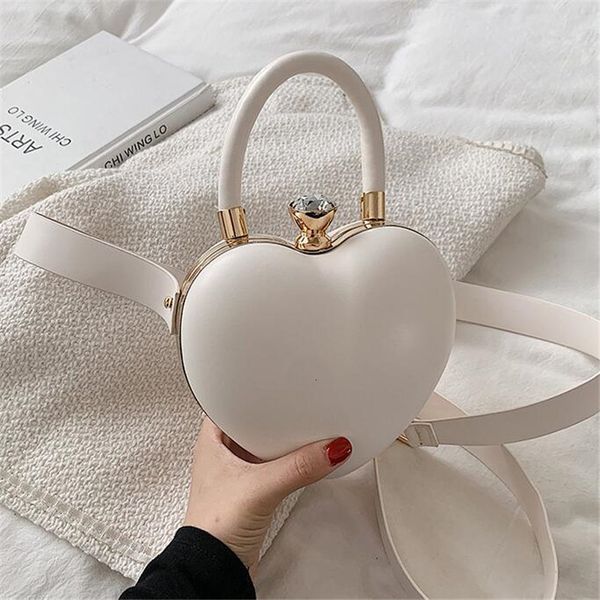

evening bags women leather shoulder heart shaped wedding clutch fashion cross body mini bag drop 12 color 221130