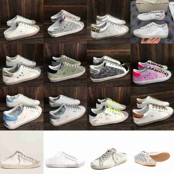 

golden women new designer slip-on super star sneakers casual shoe italy fashion classic white do-old dirty slippers shoes