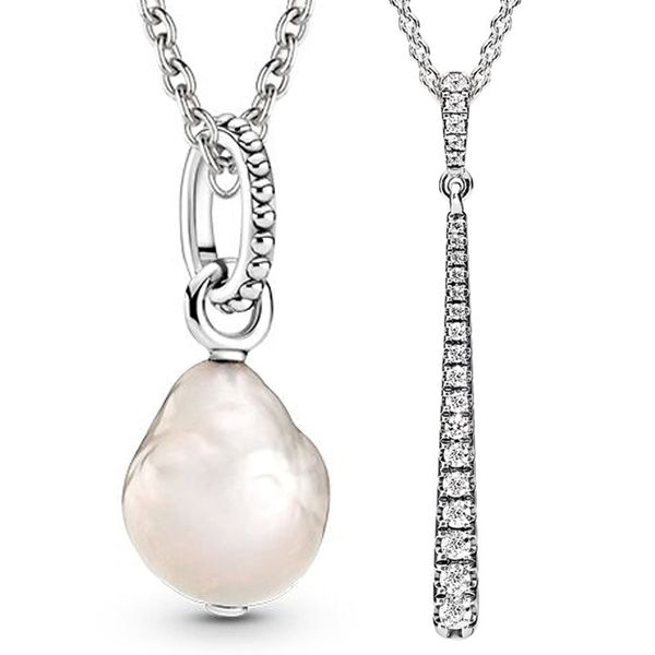 

chokers original white freshwater cultured baroque pearl shooting star 925 sterling silver necklace for europe bead charm diy jewelry 221130, Golden;silver