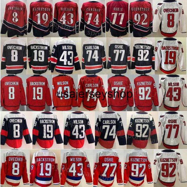 

hockey jersey reverse retro 8 alex ovechkin alexander 19 nicklas backstrom 43 tom wilson tj oshie 74 john carlson 92 evgeny kuznetsov, Black