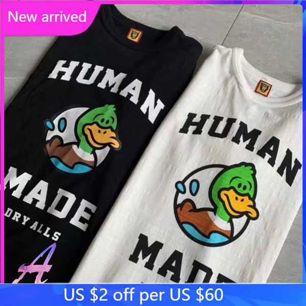 

men's t-shirts human made t shirt cute cartoon swimming duck short sleeve t-shirts for men women t221130, White;black