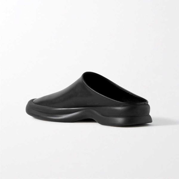 

row the pure black single shoes muller shoes women's bag head wearing slippers new lazy half slippers dvc2