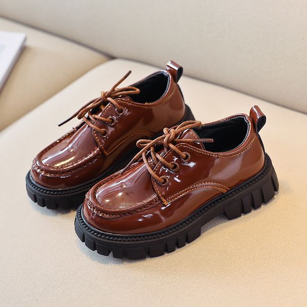 

sneakers solid brown kid shoes autumn pu british style children girls and boys for show casual school 221130, Black;red