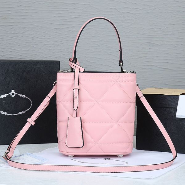 

shoulder bucket bag mini tote bag crossbody handbag purse quilting drawstring plain thread wallet metal letters detachable belt strap diamon