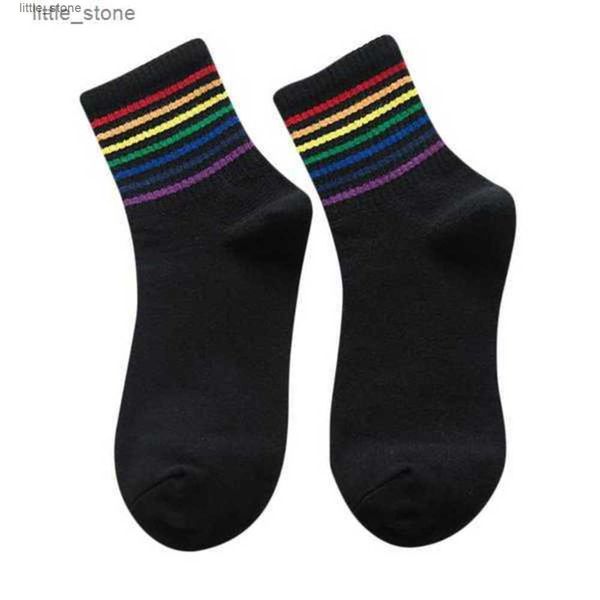 

men's socks winter women's rainbow striped cotton fashion warm chrismas gift casual tide harajuku cute korean po0wuw, Black