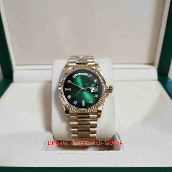 

bp maker watches 36mm 128238 green diamond dial 18k yellow gold sapphire watch cal.2813 2836 3255 movement mechanical automatic men's w, Slivery;brown