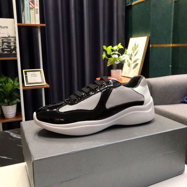 

designer casual shoes men's america's cup shoes low patent leather flat bottom black blue mesh lace nylon outdoor slide walking sn