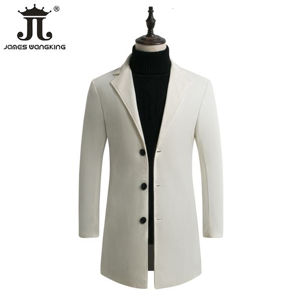 

men's wool blends autumn and winter fashion boutique pure color casual woolen coat jacket men streetwear wild british style mens 221201, Black