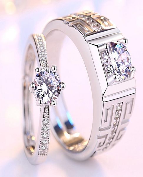

copper plated silver adjustable six claw couple rings 1 pair men women promise engagement finger jewelry valentine039s day anni1957188