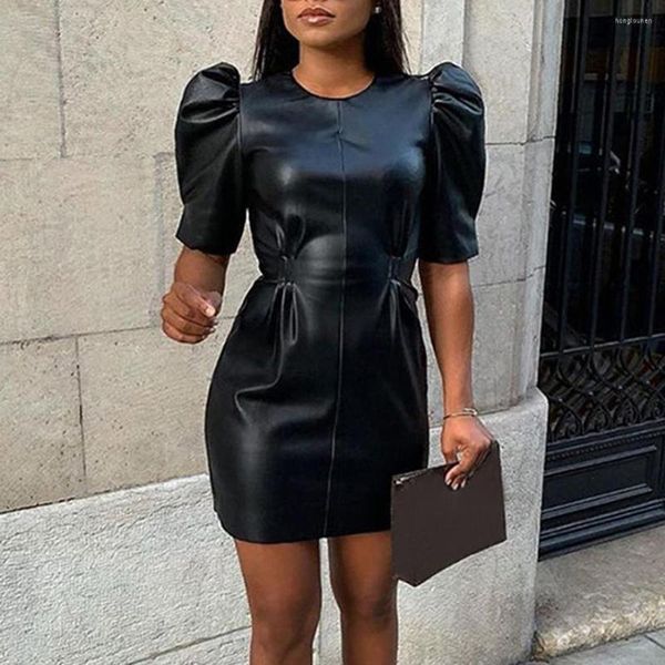 

hoodies faux leather club puff sleeve bodycon party vintage pleated tunic black mini