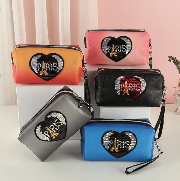 

women sequins cosmetic bag waterproof girl travel makeup organizer pouch zipper beauty wash bag female toiletry storage