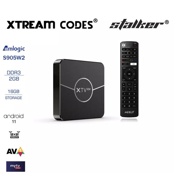 

meelo plus xtv se2 tv box xtream codes media decoder android 11 2.4g/5g wifi smartes stalker player amlogic s905w2 2gb 16gb