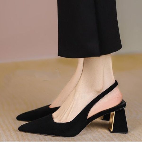 

dress shoe pumps black high heels sandals summer party thick mules slippers ladies wedding zapatos 221130