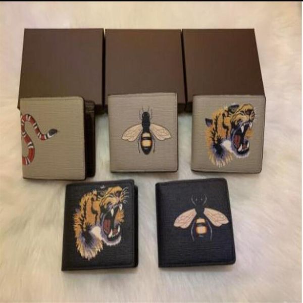 

men animal short wallet leather black snake tiger bee wallets women long style luxury purse wallet card holders with gift box 235m, Red;black