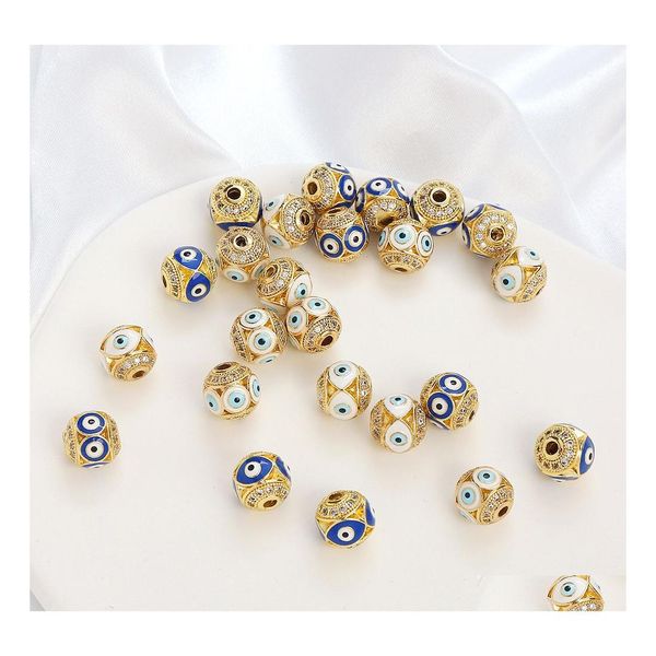 

charms charms copper gold plated evil eye beads jewelry accessory zircon enamel blue eyes pendant bead drop delivery findings compone dhduj, Bronze;silver
