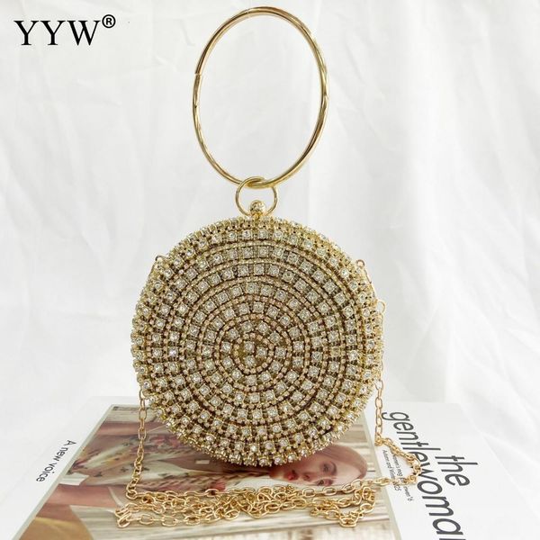 

evening bags diamonds handbag female fashion round handle party clutches and purse gold luxury shoulder 221130