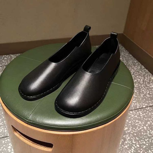 

leather the row lefu shoes 2022 new french muller slip on flat sole comfortable single women 7kiq