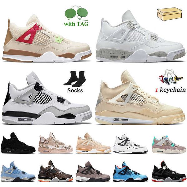 

wholesale 2022 jumpman 4 mens women basketball shoes 4s white oreo sail military black wild things infrared university blue bred court