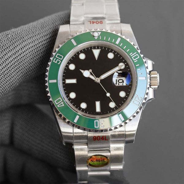

fashion mens watch luxury black dial stainless steel automatic mechanical sport watches green bezel ceramic sapphire glass, Slivery;brown