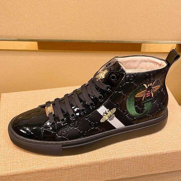 

dress casual shoes men's high casual cotton winter plush thermal board korean version bee ribbon trend men's shoes black