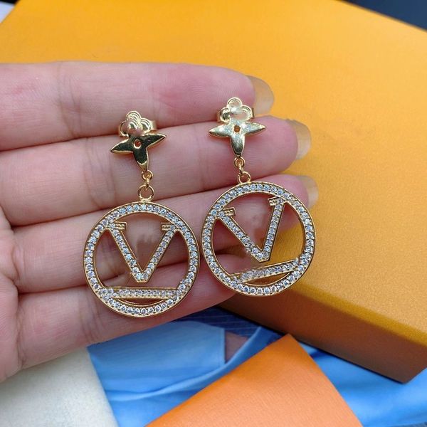 

luxury designer jewelry nail charm diamond women's letter earrings gold plated copper elegant wing earrings fashion new style, Golden