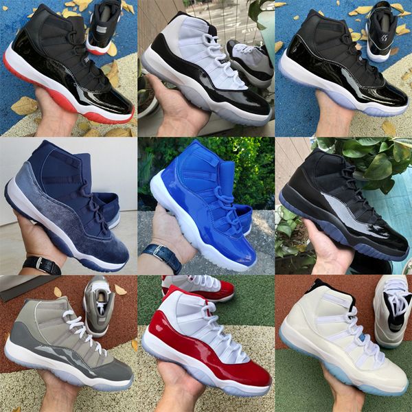 

basketball shoes 11 high men 11s trainers cool grey bred space jam pure violet concord cap gown gamma women blue low sneaker size 36-47