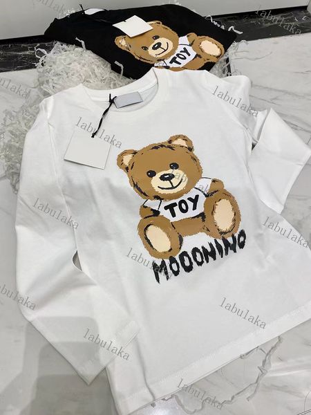 

2023 designer kids boys girls hoodies oversize loose hooded italy sweatshirt classic silicon letter bear neck pullover streetwear baseball c, Black