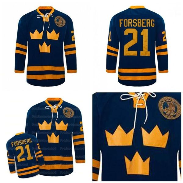 

hockey #21 peter forsberg jersey team sweden ice hockey jerseys embroidered 100% stithed blue custom your name & number, Black;red