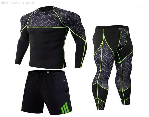

running sets jogging men039s full suit tracksuit 3pcset rash guard male compression leggings bodybuilding tshirt quick dry s4701853, Black;blue